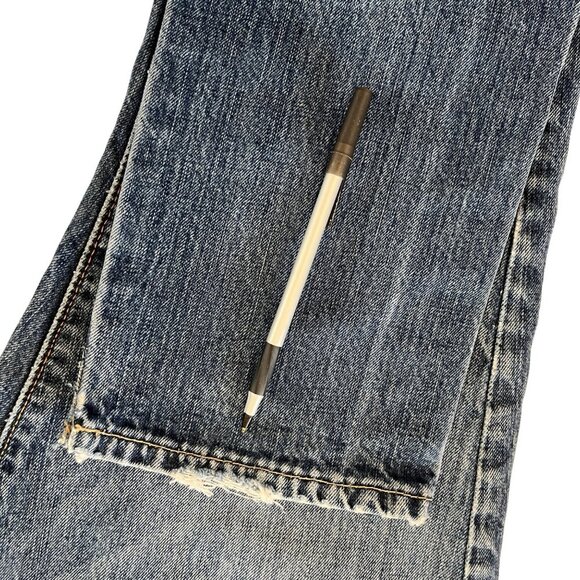 Abercrombie Fitch Jeans Mens 34x32 Blue Skinny Button Fly Denim Pants Modified - Picture 8 of 12